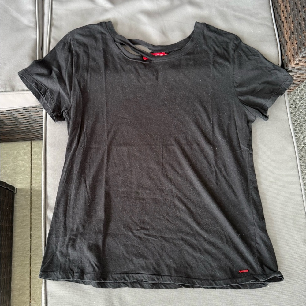 Elegant Black Short Sleeve Women's Tee